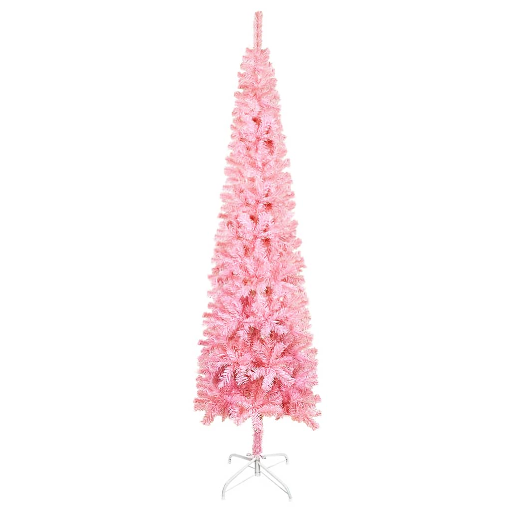 vidaXL Árvore de Natal fina 180 cm rosa
