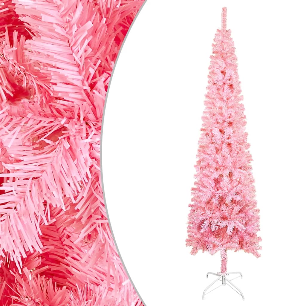 vidaXL Brad de Crăciun artificial subțire, roz, 210 cm