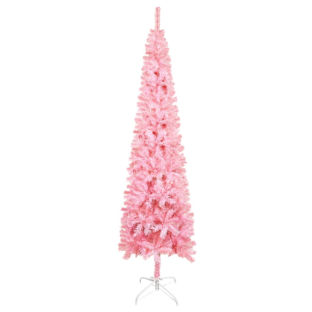 vidaXL Árvore de Natal fina 210 cm rosa