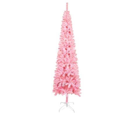 vidaXL mākslīgā Ziemassvētku egle, šaura, rozā, 210 cm