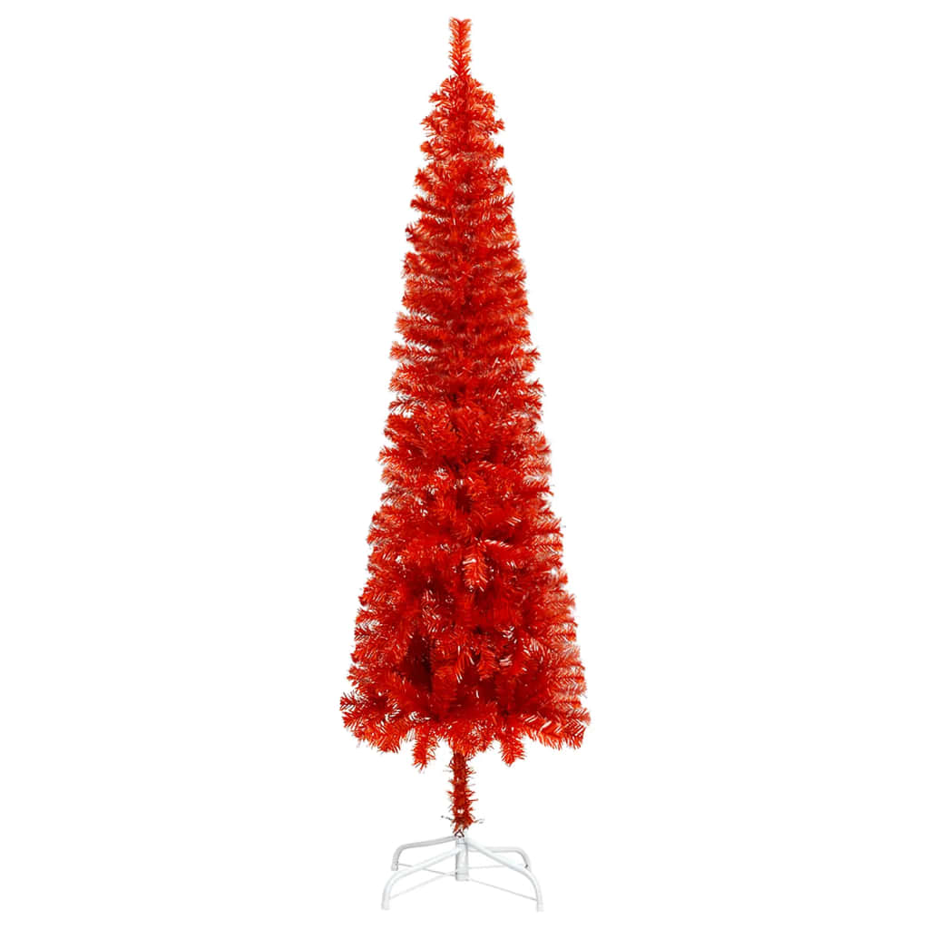 vidaXL Árvore de Natal fina 120 cm vermelho