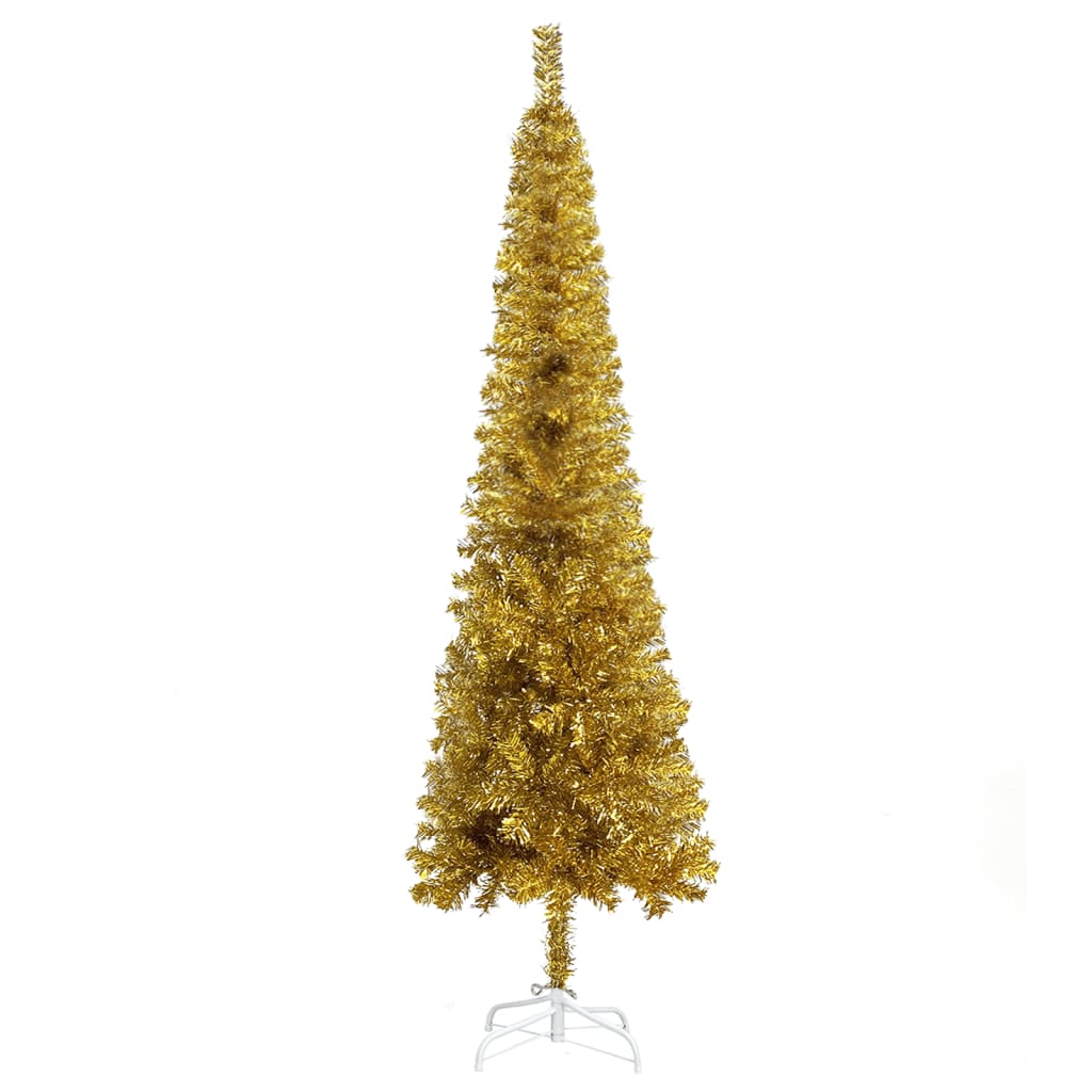 vidaXL Úzký vánoční stromek zlatý 240 cm