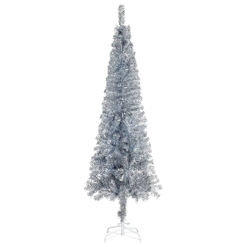 vidaXL Brad de Crăciun artificial subțire, argintiu, 210 cm 