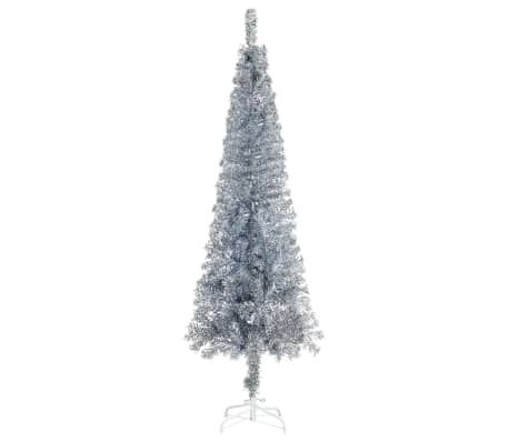 vidaXL Úzky vianočný stromček strieborný 210 cm
