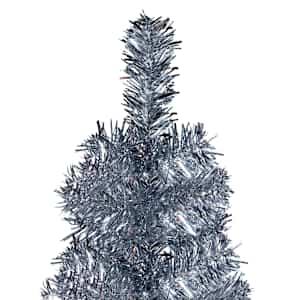 Úzký vánoční stromek stříbrný 210 cm - obrázek 3