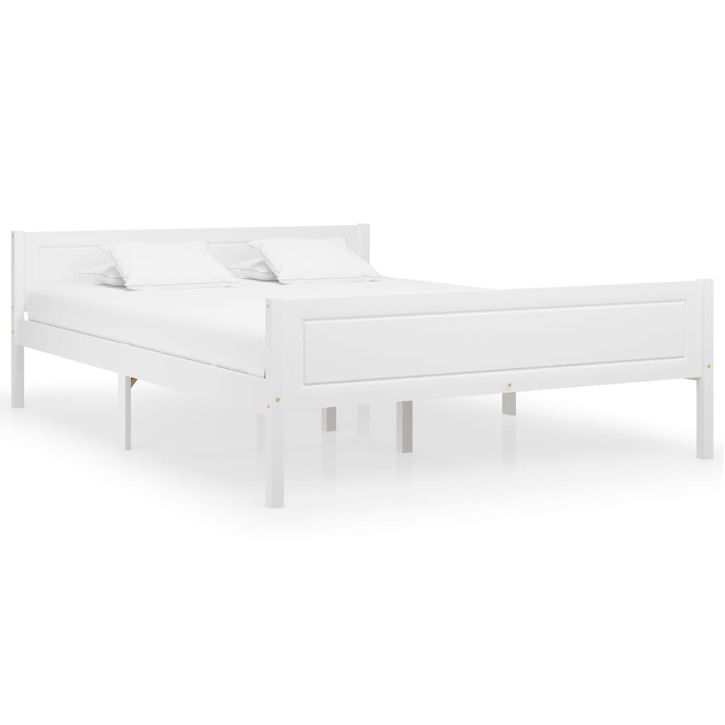 vidaXL Cadru de pat, alb, 160×200 cm, lemn de pin masiv vidaXL imagine 2022