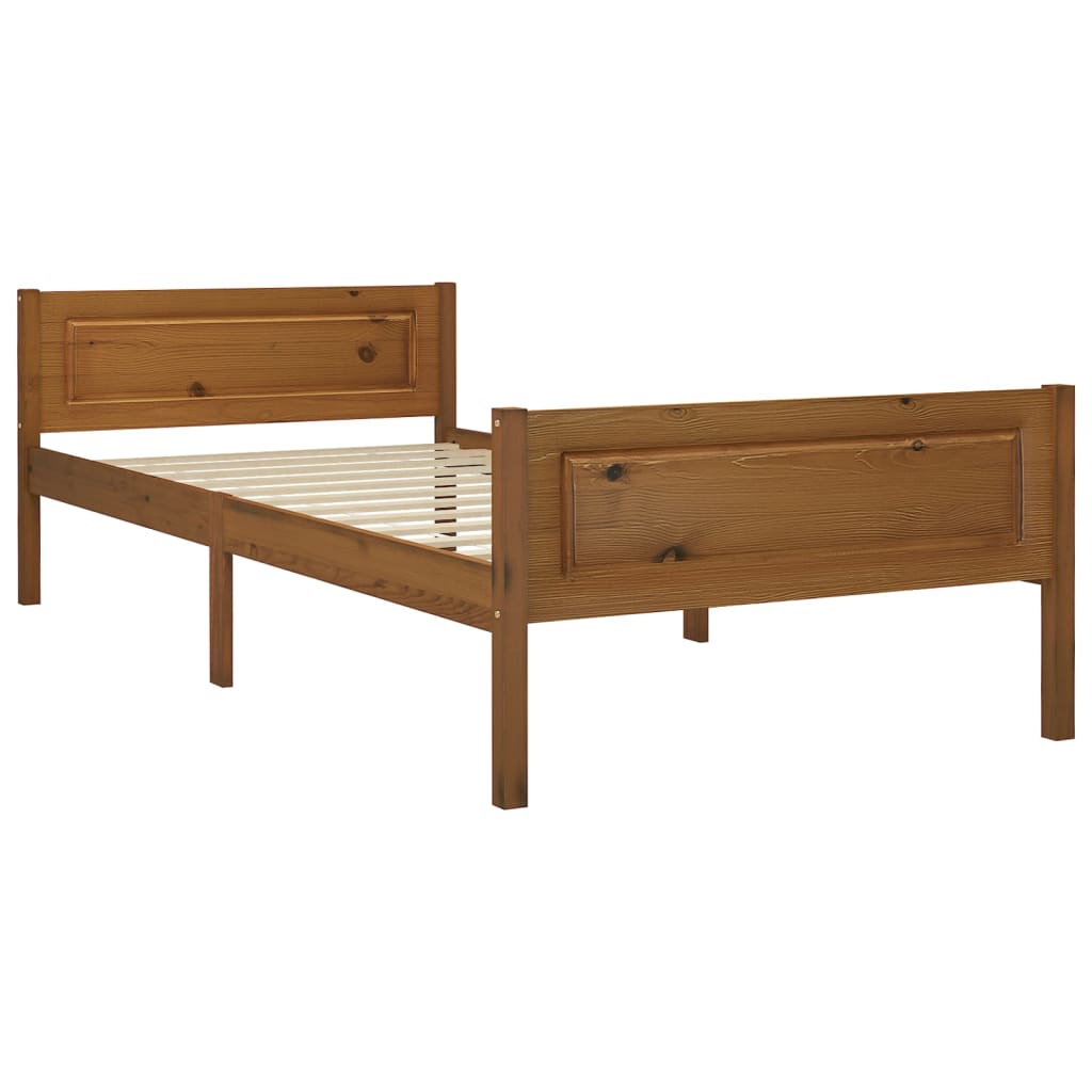 vidaXL Bedframe massief grenenhout honingbruin 90x200 cm afbeelding