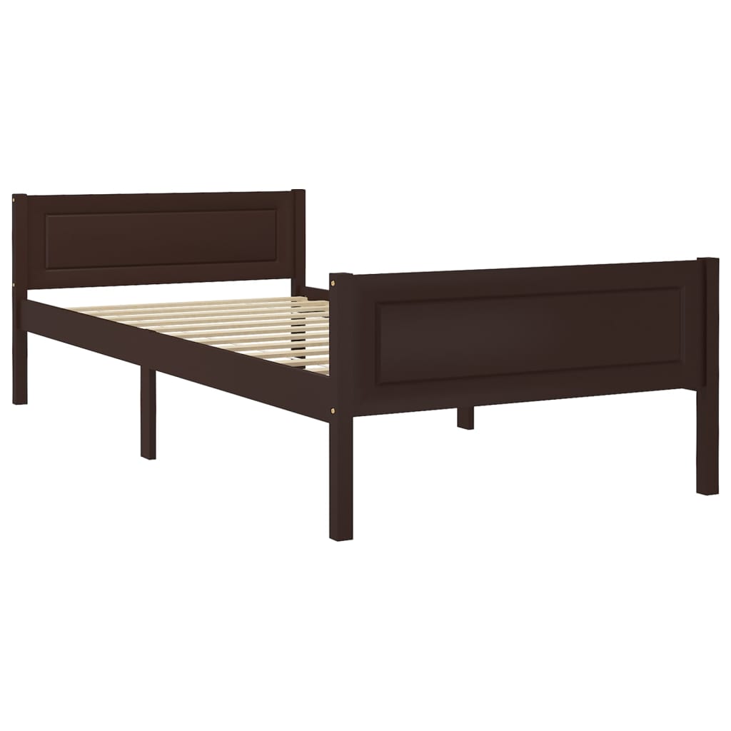 vidaXL Bed Frame Solid Pinewood Dark Brown 100x200 cm