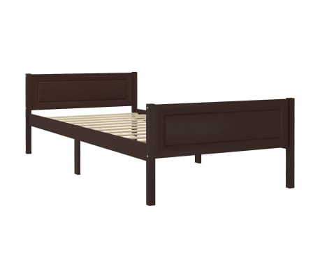 vidaXL Bed Frame Solid Pinewood Dark Brown 100x200 cm