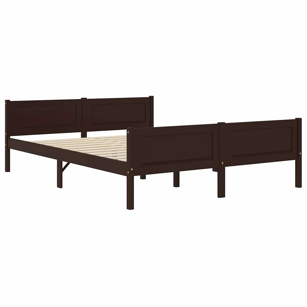 vidaXL Bedframe massief grenenhout donkerbruin 140x200 cm afbeelding