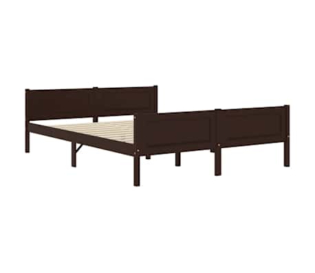 vidaXL Sengeramme heltre furu mørkebrun 160x200 cm