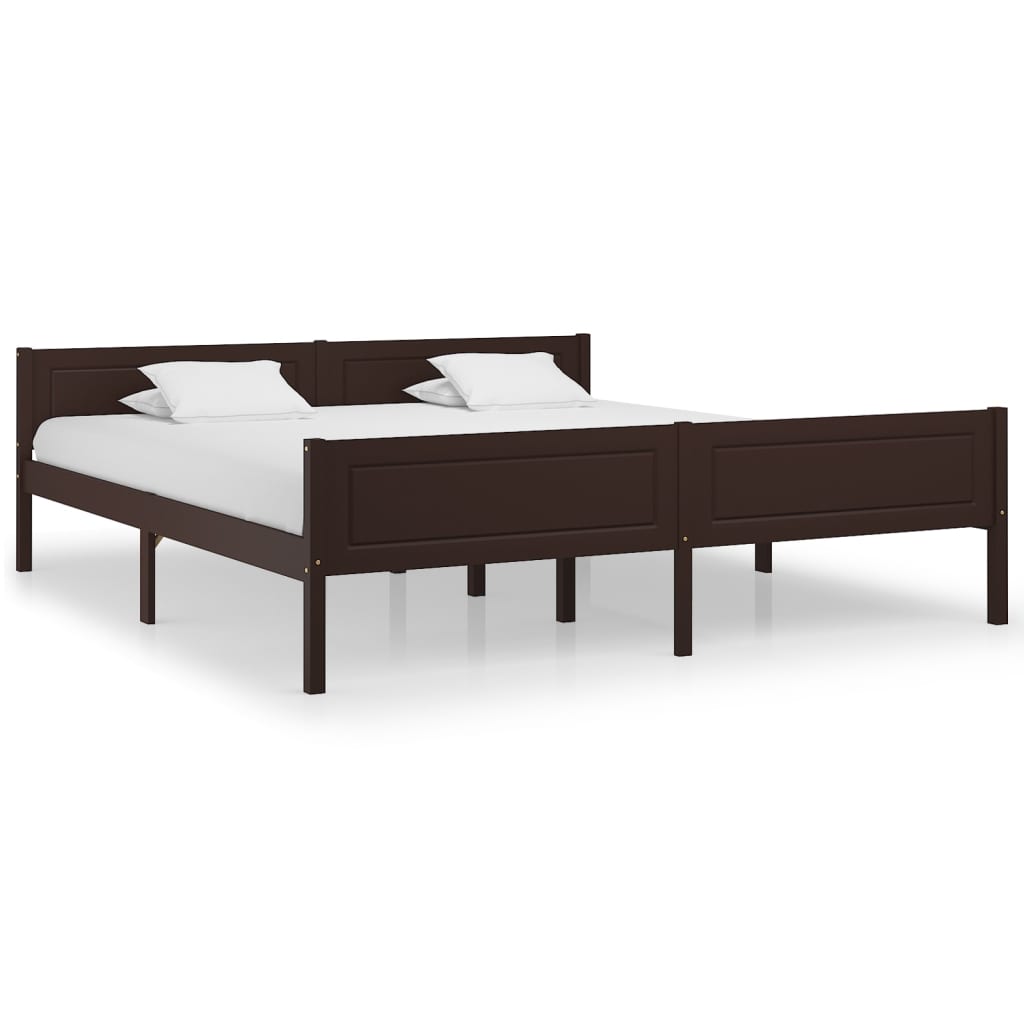 vidaXL Cadru de pat, maro închis, 180×200 cm, lemn masiv de pin vidaXL imagine 2022