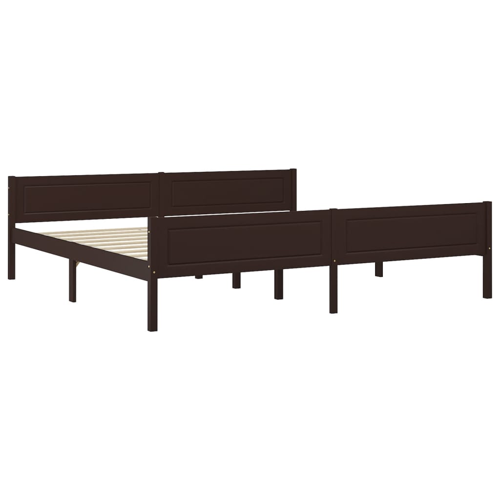 vidaXL Bedframe massief grenenhout donkerbruin 200x200 cm afbeelding