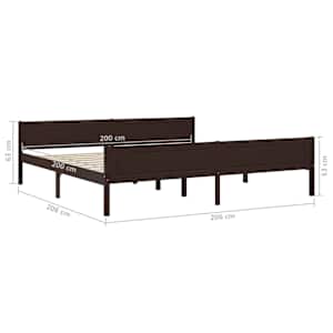 Rám postele masivní borové dřevo tmavě hnědý 200 x 200 cm - obrázek 6