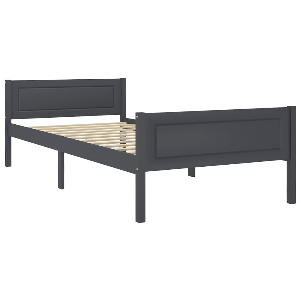 vidaXL Bedframe massief grenenhout grijs 100x200 cm afbeelding