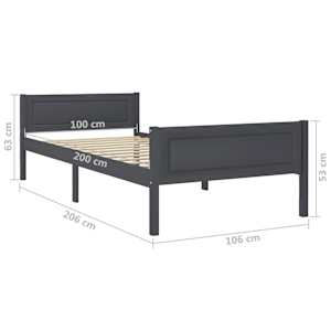 Rám postele masivní borové dřevo šedý 100 x 200 cm - obrázek 6