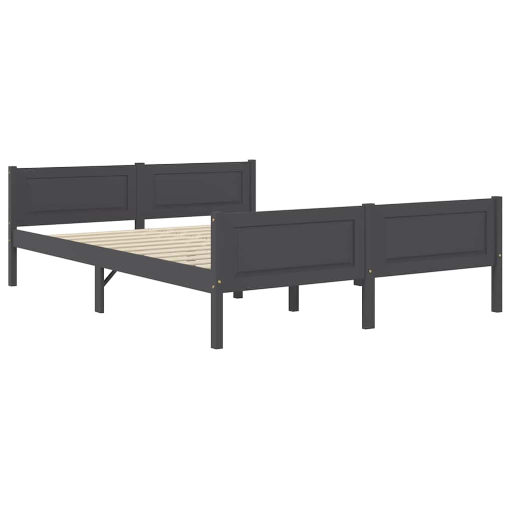 vidaXL Bedframe massief grenenhout grijs 160x200 cm afbeelding