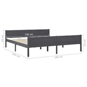 Rám postele masivní borové dřevo šedý 180 x 200 cm - obrázek 6