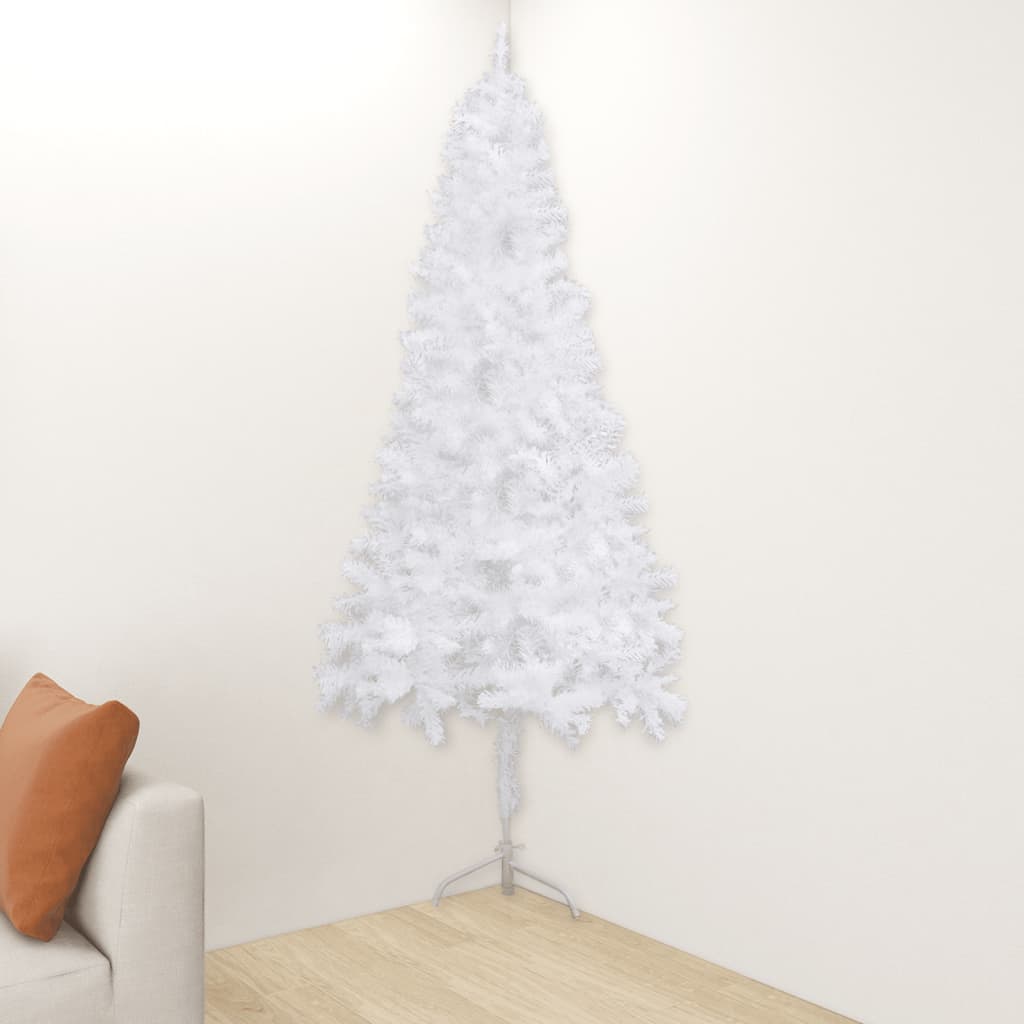 vidaXL Künstlicher Eck-Weihnachtsbaum Weiß 210 cm PVC