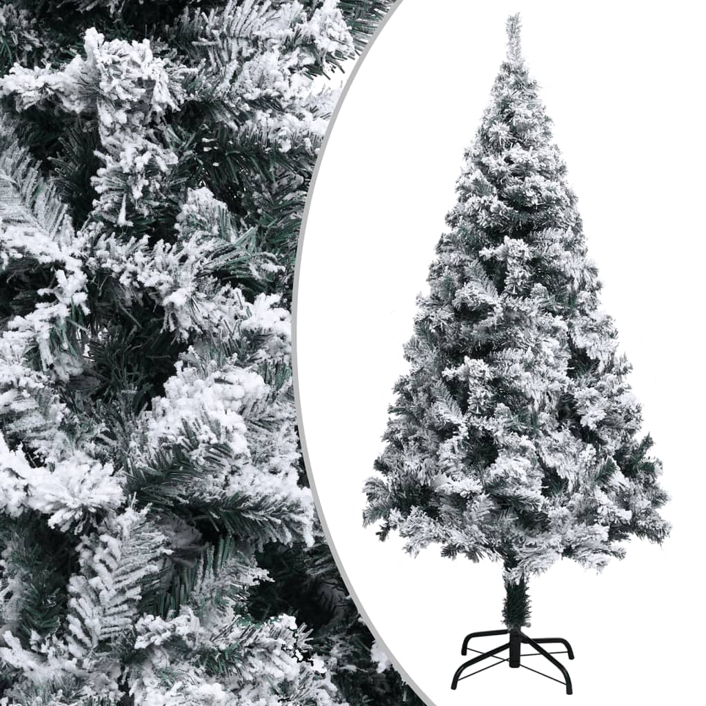 Image of vidaXL Artificial Christmas Tree with Flocked Snow Green 120 cm PVC