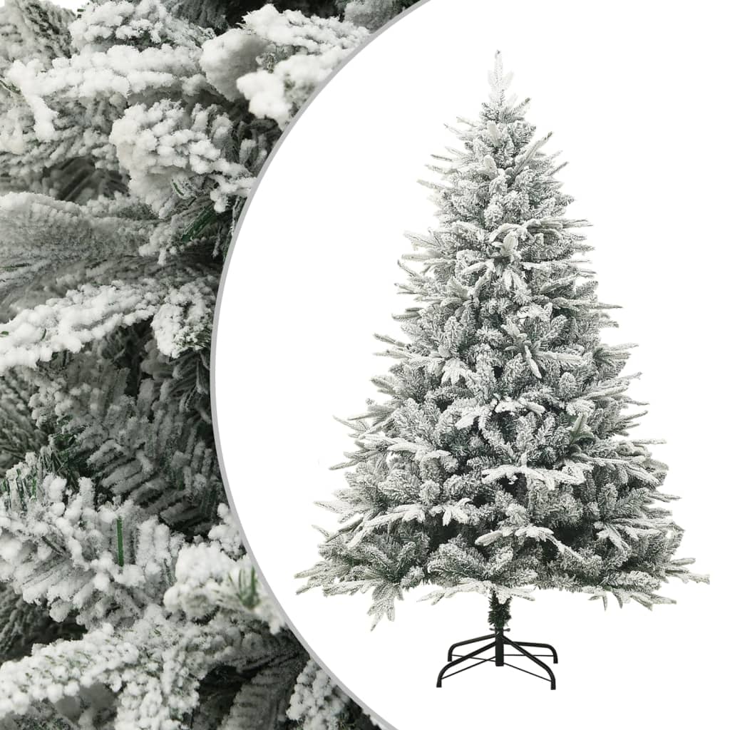 Umělý vánoční stromek s vločkami sněhově zelený 180 cm PVC a PE