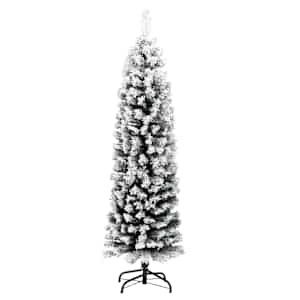 Úzký umělý vánoční stromek zasněžený zelený 120 cm PVC - obrázek 3
