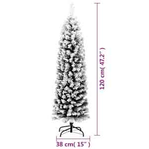 Úzký umělý vánoční stromek zasněžený zelený 120 cm PVC - obrázek 7