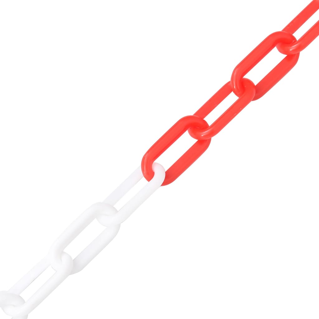 vidaXL Lanț de avertizare, roșu și alb, 30 m, Ø8 mm, plastic