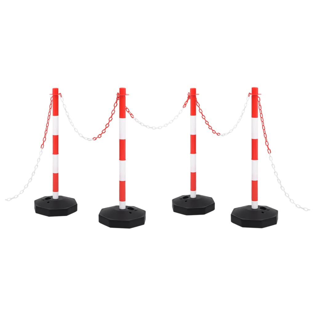 vidaXL Set stâlp semnalizare trafic, cu lanț din plastic de 10 m