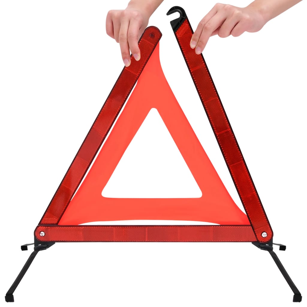 Közlekedési figyelmeztető háromszög 4 db piros 56,5x36,5x44,5cm 