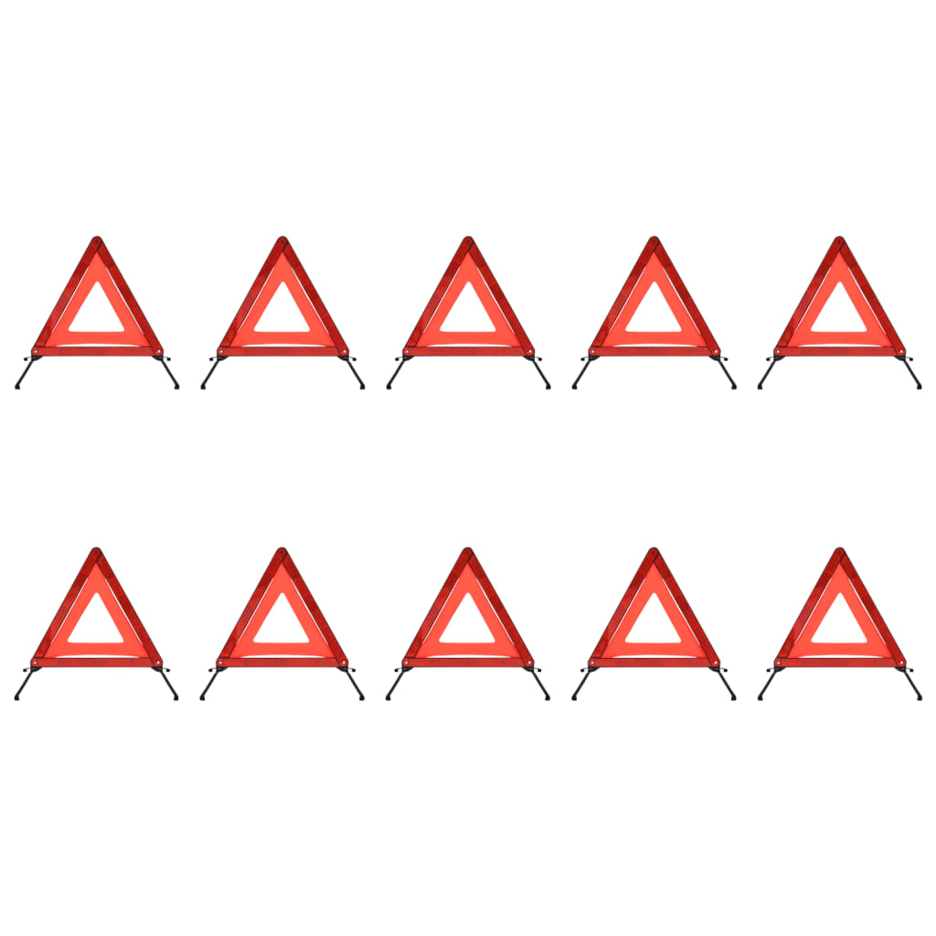 vidaXL Triunghiuri avertisment trafic, 10 buc. roșu, 56,5×36,5×44,5 cm vidaxl.ro