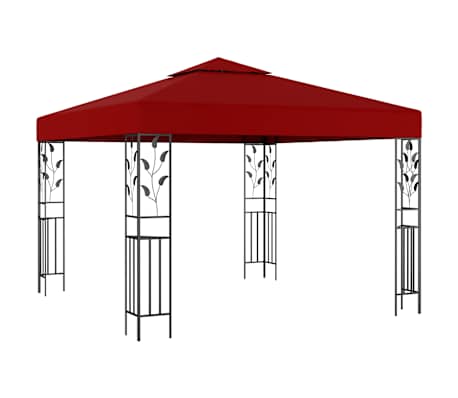 vidaXL Gazebo with LED String Lights 3x3 m Wine Red