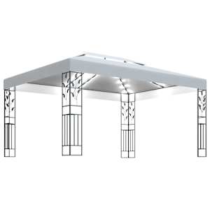 vidaXL varjualune, topeltkatuse ja LED-n&ouml;&ouml;rvalgustitega, 3x4 m, valge