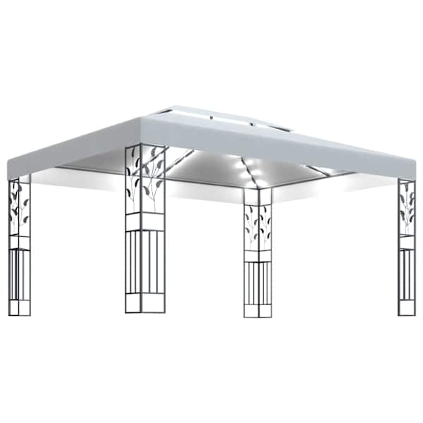 vidaXL varjualune, topeltkatuse ja LED-n&ouml;&ouml;rvalgustitega, 3x4 m, valge