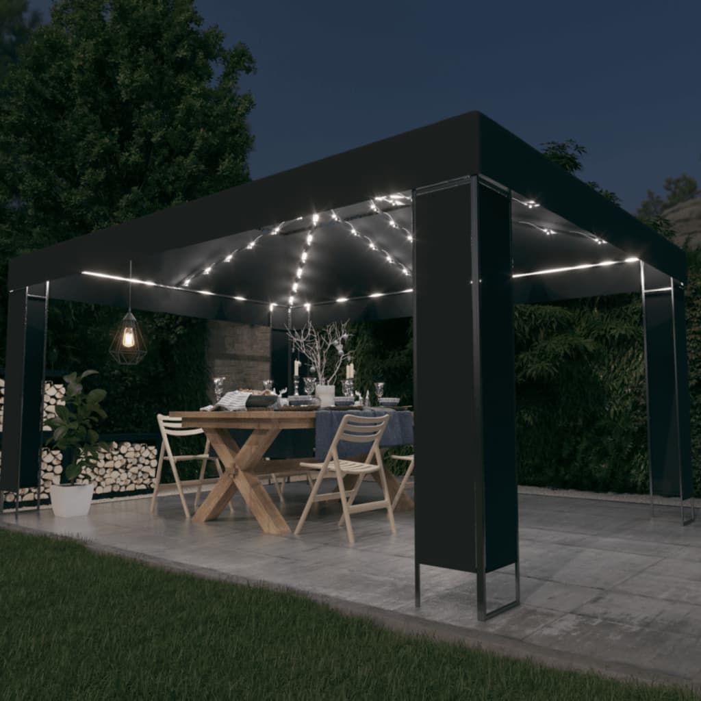 vidaXL Pavilion cu șir de lumini LED, antracit, 3×4 m vidaXL