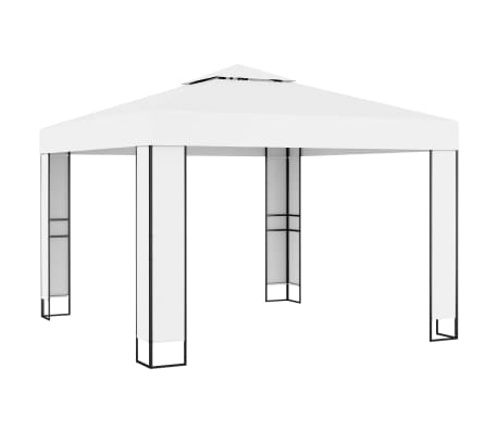 vidaXL Gazebo með tvöföldu þaki og LED strengjaljósum 3x3 m Hvítt