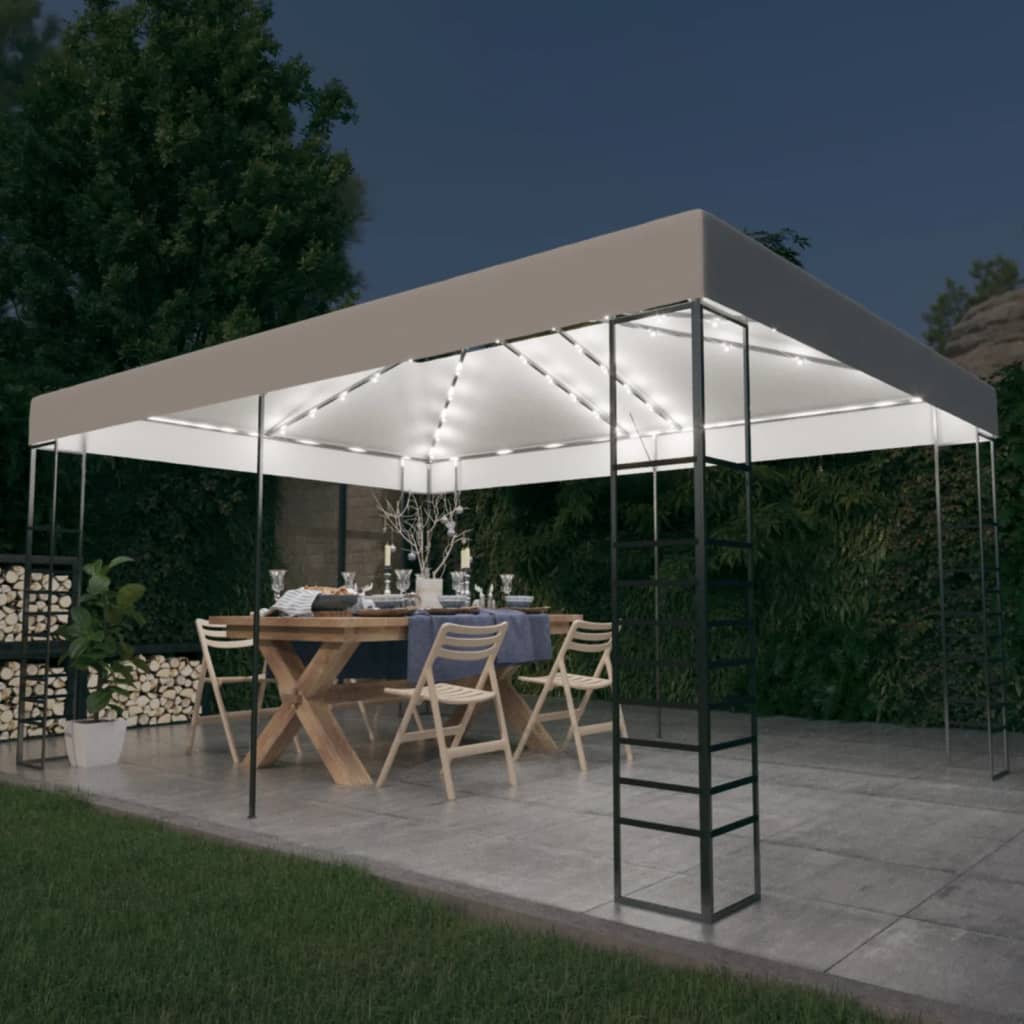 vidaXL Pavilion cu șir de lumini LED, alb, 4x3x2,7 m vidaXL