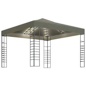 vidaXL aiatelk, LED-n&ouml;&ouml;rvalgustitega, 3 x 3 m, pruunikashall
