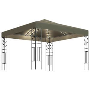 vidaXL varjualune, LED-n&ouml;&ouml;rvalgustitega, 3 x 3 m, pruunikashall