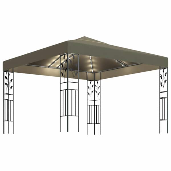 vidaXL varjualune, LED-n&ouml;&ouml;rvalgustitega, 3 x 3 m, pruunikashall