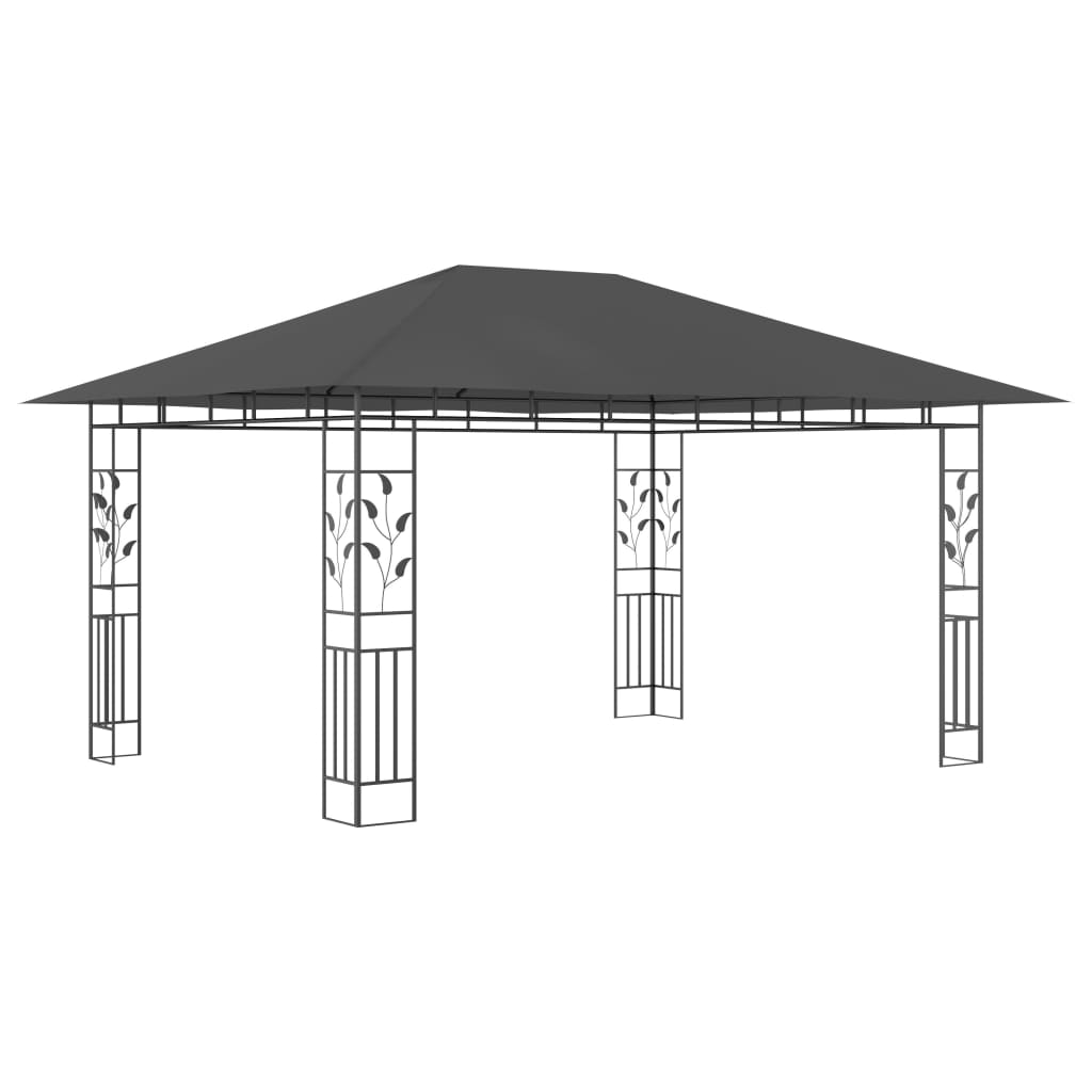 Pavilion cu plasă anti-țânțari&lumini LED, antracit, 4x3x2,73 m