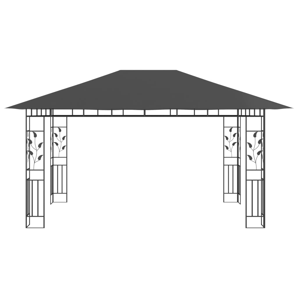 Pavilion cu plasă anti-țânțari&lumini LED, antracit, 4x3x2,73 m