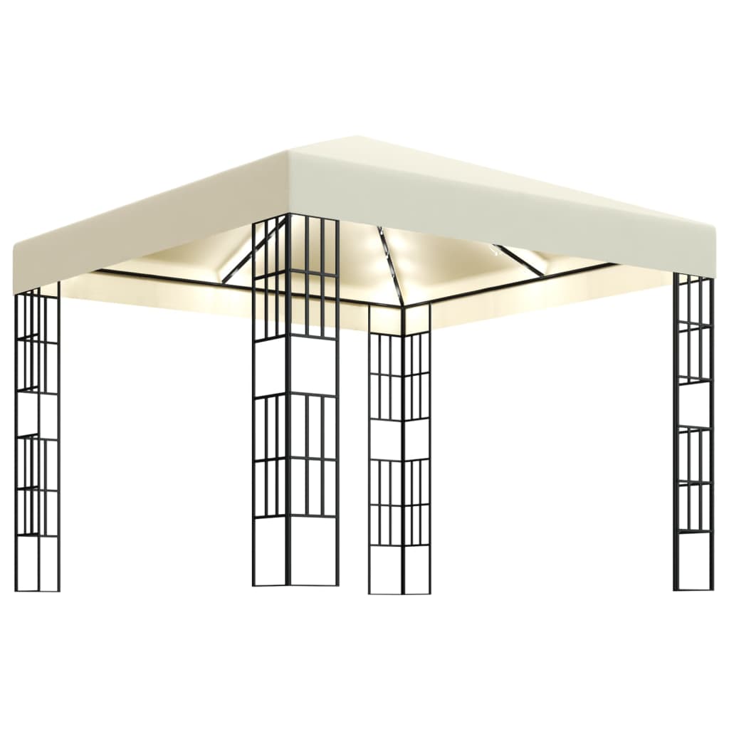 vidaXL Altán se světelnými LED řetězy 3 x 3 m krémový