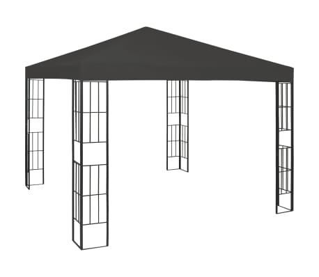 vidaXL Gazebo with LED String Lights 3x3 m Anthracite