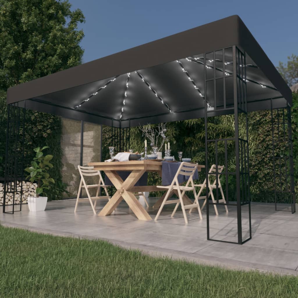 vidaXL Pavillon mit LED-Lichterkette 3x4 m Anthrazit