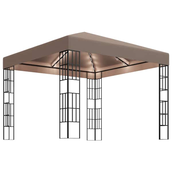 vidaXL varjualune, LED-n&ouml;&ouml;rvalgustitega, 3 x 3 m, pruunikashall