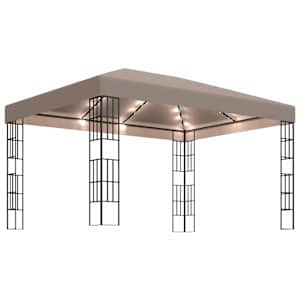 vidaXL varjualune, LED-n&ouml;&ouml;rvalgustitega, 4 x 3 m, pruunikashall