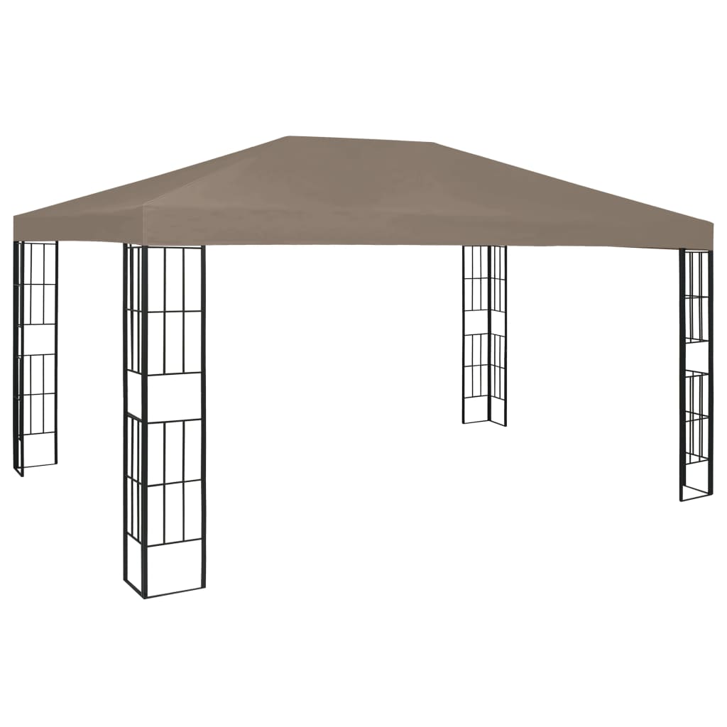 vidaXL pavillon med LED-lyskæder 4x3 m gråbrun