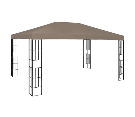 vidaXL Paviljong med LED-lysslynge 4x3 m gråbrun