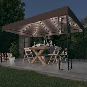 Paviljon z LED lučkami 4x3 m taupe